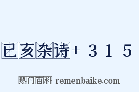 已亥杂诗+315是什么意思的图片